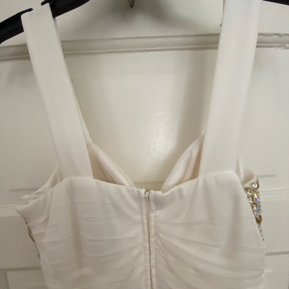 LONG white, crystallized dress w/ zipper - Picture 5 of 5